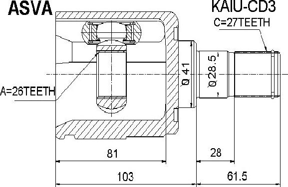 ASVA KAIU-CD3 - Šarnīru komplekts, Piedziņas vārpsta ps1.lv