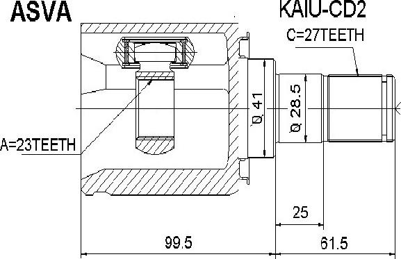 ASVA KAIU-CD2 - Šarnīru komplekts, Piedziņas vārpsta ps1.lv