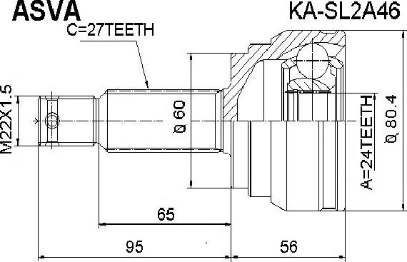 ASVA KA-SL2A46 - Šarnīru komplekts, Piedziņas vārpsta ps1.lv