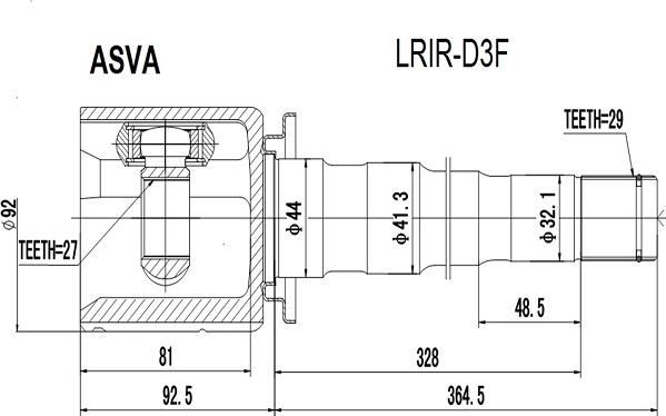 ASVA LRIR-D3F - Šarnīru komplekts, Piedziņas vārpsta ps1.lv