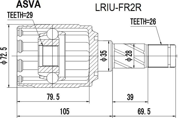 ASVA LRIU-FR2R - Šarnīru komplekts, Piedziņas vārpsta ps1.lv