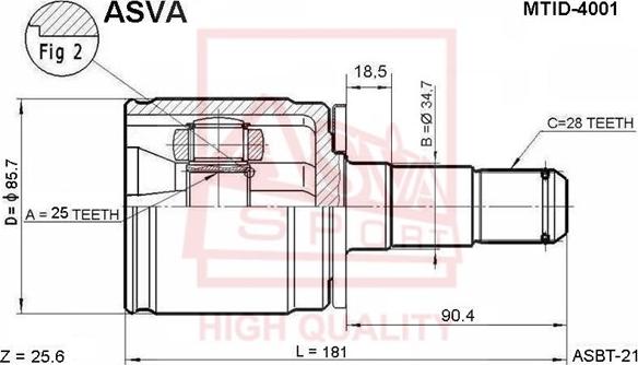 ASVA MTID-4001 - Šarnīru komplekts, Piedziņas vārpsta ps1.lv