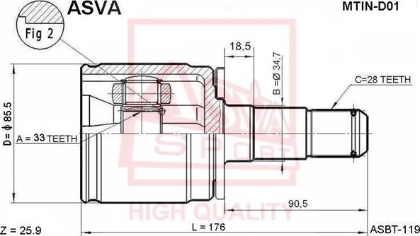 ASVA MTIN-D01 - Šarnīru komplekts, Piedziņas vārpsta ps1.lv