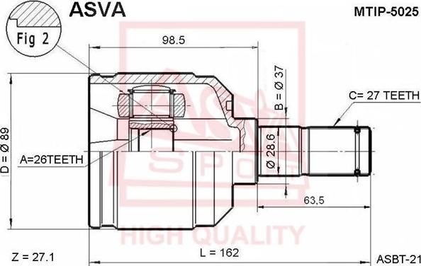 ASVA MTIP-5025 - Šarnīru komplekts, Piedziņas vārpsta ps1.lv