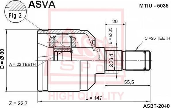 ASVA MTIU-5035 - Šarnīru komplekts, Piedziņas vārpsta ps1.lv