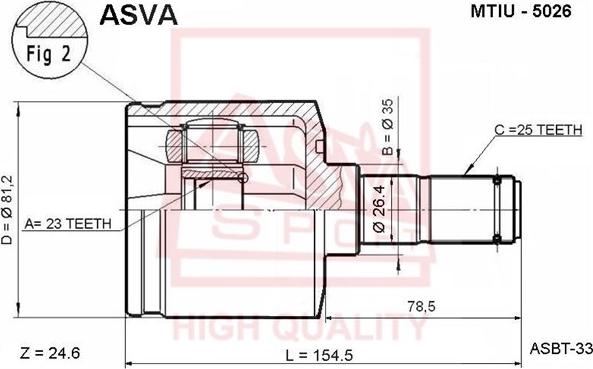 ASVA MTIU-5026 - Šarnīru komplekts, Piedziņas vārpsta ps1.lv