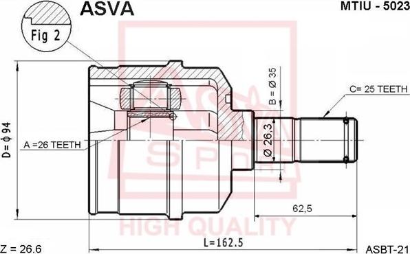 ASVA MTIU-5023 - Šarnīru komplekts, Piedziņas vārpsta ps1.lv