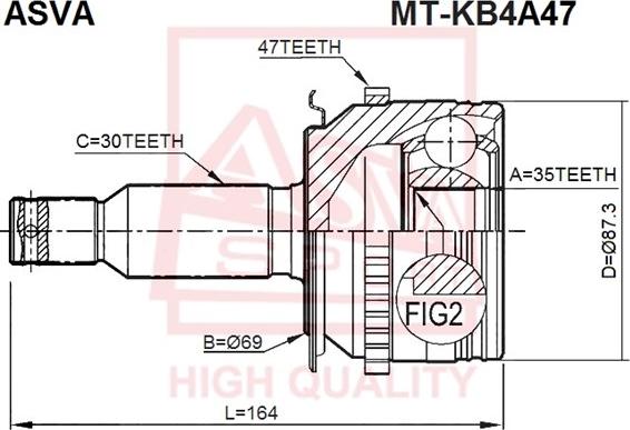 ASVA MT-KB4A47 - Šarnīru komplekts, Piedziņas vārpsta ps1.lv