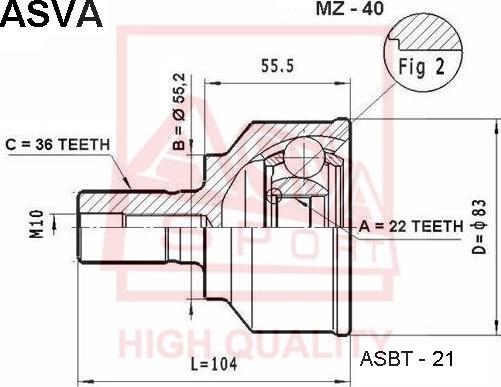 ASVA MZ-40 - Šarnīru komplekts, Piedziņas vārpsta ps1.lv