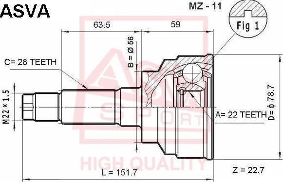 ASVA MZ-11 - Šarnīru komplekts, Piedziņas vārpsta ps1.lv