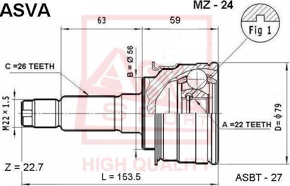 ASVA MZ-24 - Šarnīru komplekts, Piedziņas vārpsta ps1.lv