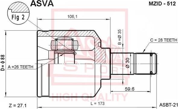 ASVA MZID-512 - Šarnīru komplekts, Piedziņas vārpsta ps1.lv