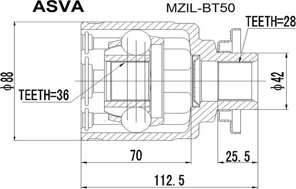 ASVA MZIL-BT50 - Šarnīru komplekts, Piedziņas vārpsta ps1.lv