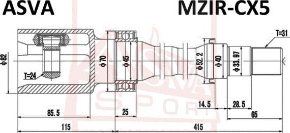 ASVA MZIR-CX5 - Šarnīru komplekts, Piedziņas vārpsta ps1.lv