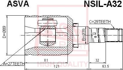 ASVA NSIL-A32 - Šarnīru komplekts, Piedziņas vārpsta ps1.lv