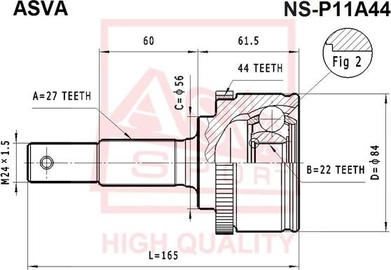 ASVA NS-P11A44 - Šarnīru komplekts, Piedziņas vārpsta ps1.lv