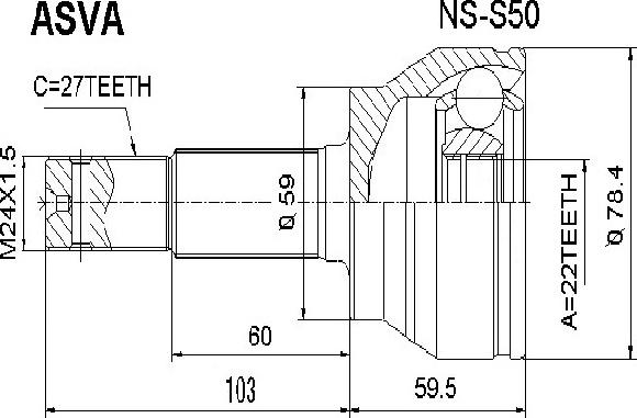 ASVA NS-S50 - Šarnīru komplekts, Piedziņas vārpsta ps1.lv