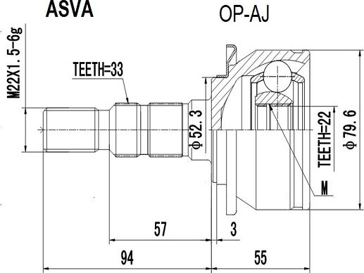 ASVA OP-AJ - Šarnīru komplekts, Piedziņas vārpsta ps1.lv