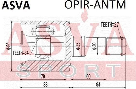 ASVA OPIR-ANTM - Šarnīru komplekts, Piedziņas vārpsta ps1.lv
