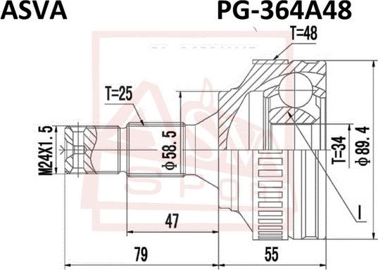 ASVA PG-364A48 - Šarnīru komplekts, Piedziņas vārpsta ps1.lv