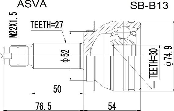 ASVA SB-B13 - Šarnīru komplekts, Piedziņas vārpsta ps1.lv