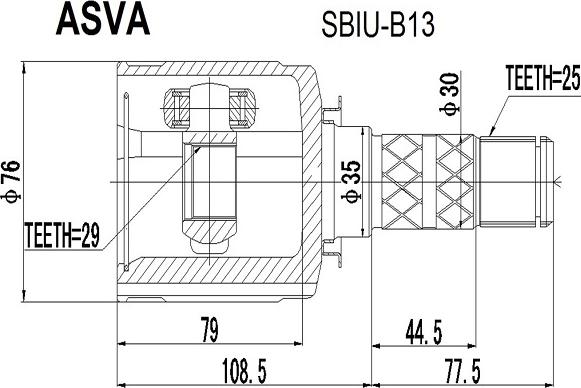 ASVA SBIU-B13 - Šarnīru komplekts, Piedziņas vārpsta ps1.lv