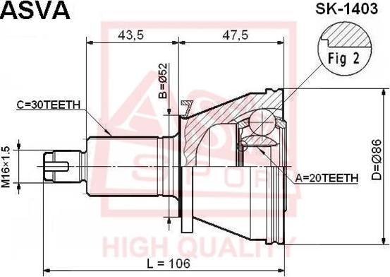 ASVA SK-1403 - Šarnīru komplekts, Piedziņas vārpsta ps1.lv