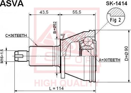 ASVA SK-1414 - Šarnīru komplekts, Piedziņas vārpsta ps1.lv