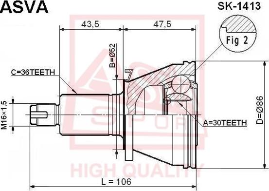 ASVA SK-1413 - Šarnīru komplekts, Piedziņas vārpsta ps1.lv