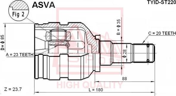 ASVA TYID-ST220 - Šarnīru komplekts, Piedziņas vārpsta ps1.lv