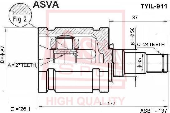 ASVA TYIL-911 - Šarnīru komplekts, Piedziņas vārpsta ps1.lv