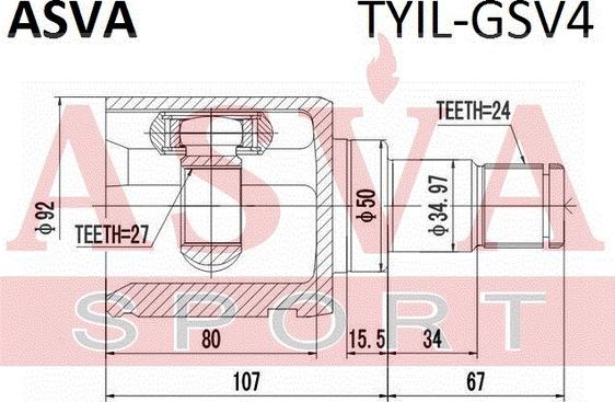 ASVA TYIL-GSV4 - Šarnīru komplekts, Piedziņas vārpsta ps1.lv