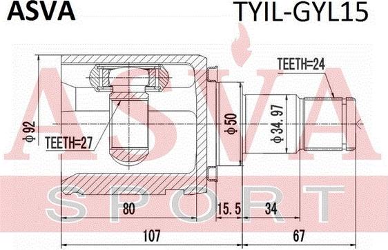 ASVA TYIL-GYL15 - Šarnīru komplekts, Piedziņas vārpsta ps1.lv