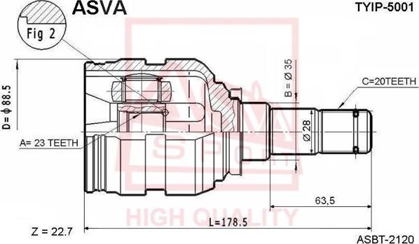 ASVA TYIP-5001 - Šarnīru komplekts, Piedziņas vārpsta ps1.lv