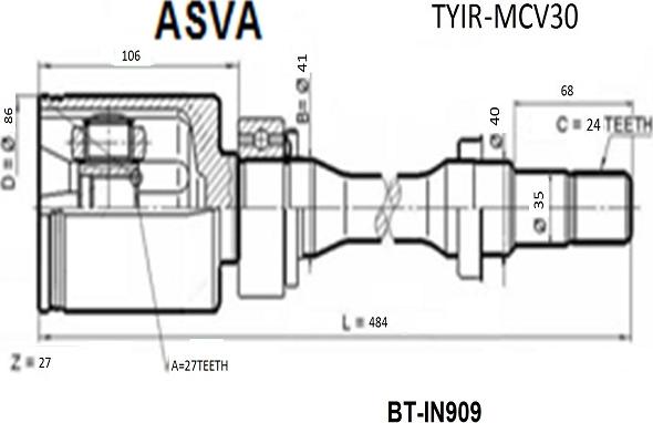 ASVA TYIR-MCV30 - Šarnīru komplekts, Piedziņas vārpsta ps1.lv