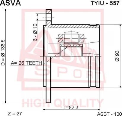 ASVA TYIU-557 - Šarnīru komplekts, Piedziņas vārpsta ps1.lv