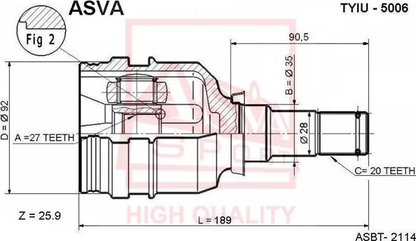 ASVA TYIU-5006 - Šarnīru komplekts, Piedziņas vārpsta ps1.lv