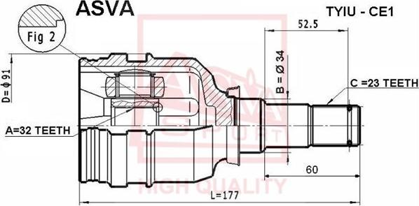 ASVA TYIU-CE1 - Šarnīru komplekts, Piedziņas vārpsta ps1.lv