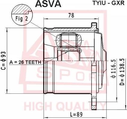 ASVA TYIU-GXR - Šarnīru komplekts, Piedziņas vārpsta ps1.lv