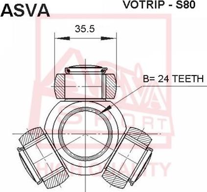 ASVA VOTRIP-S80 - Šarnīru komplekts, Piedziņas vārpsta ps1.lv