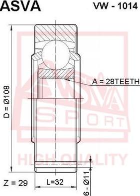 ASVA VW-1014 - Šarnīru komplekts, Piedziņas vārpsta ps1.lv