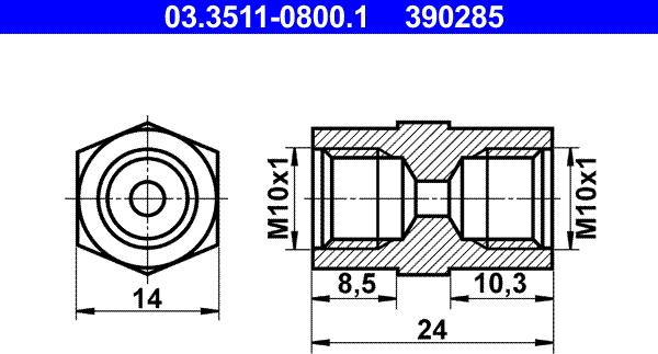 ATE 03.3511-0800.1 - Adapteris, Bremžu cauruļvadi ps1.lv