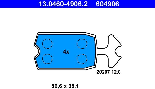 ATE 13.0460-4906.2 - Bremžu uzliku kompl., Disku bremzes ps1.lv