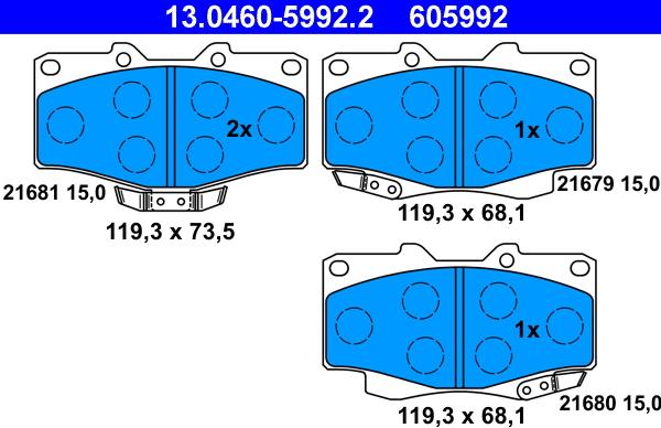 ATE 13.0460-5992.2 - Bremžu uzliku kompl., Disku bremzes ps1.lv