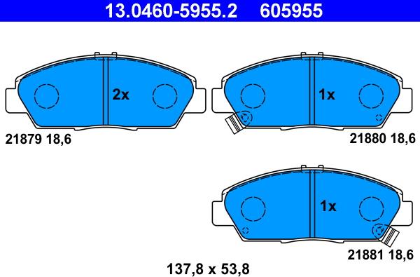 ATE 13.0460-5955.2 - Bremžu uzliku kompl., Disku bremzes ps1.lv