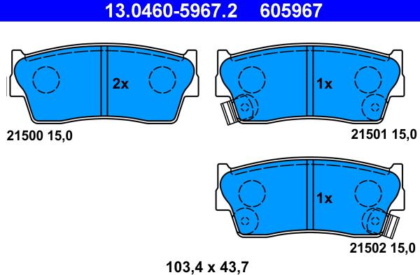 ATE 13.0460-5967.2 - Bremžu uzliku kompl., Disku bremzes ps1.lv