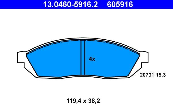 ATE 13.0460-5916.2 - Bremžu uzliku kompl., Disku bremzes ps1.lv