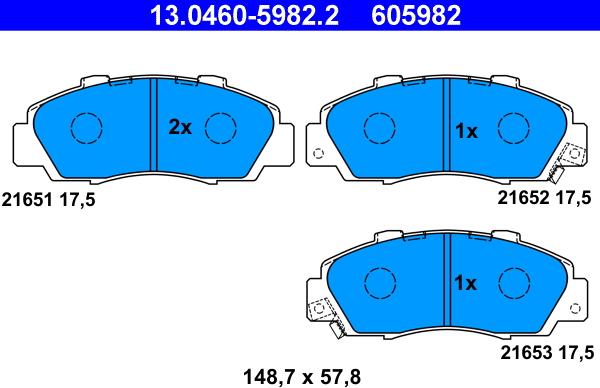 ATE 13.0460-5982.2 - Bremžu uzliku kompl., Disku bremzes ps1.lv