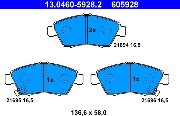 ATE 13.0460-5928.2 - Bremžu uzliku kompl., Disku bremzes ps1.lv