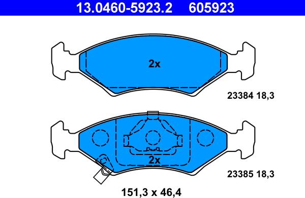 ATE 13.0460-5923.2 - Bremžu uzliku kompl., Disku bremzes ps1.lv